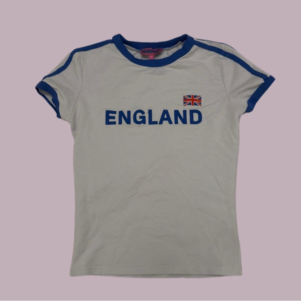 Edikted England White and Blue Short Sleeve Tee